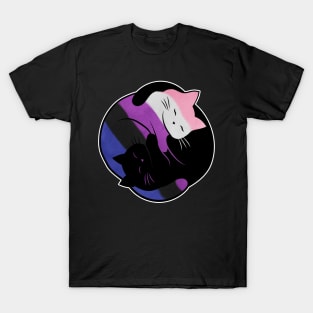 Genderfluid Yin Yang Cat T-Shirt